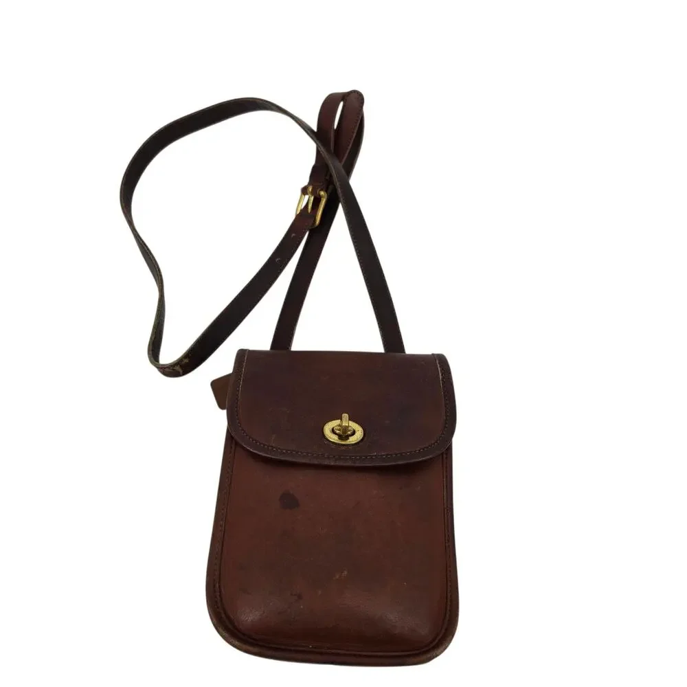 Vintage 1996 Coach Brown Leather 9978 Small Sidepack Crossbody Bag Made In USA